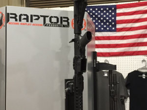 Raptor Products, Inc. Booth at AZ Crossroads Trade Show AR15 on Raptor Picatinny Mount™ and 870 in RaptorBarrel Bracket™