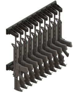 Raptor Products high density weapon rack.  Multiple weapon storage solution for law enforcement and military gun rack needs.